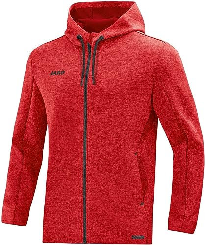 JAKO Herren Kapuzenjacke Premium Basics, Rot-Meliert, XL
