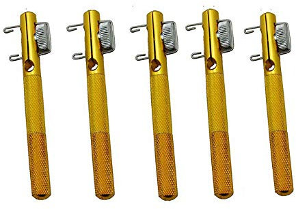 VideoPUP 5pcs Aluminum Double-Headed Needle Knot Tier Metal Manual Hook Fish Hook Line Knotter Fishing Supplies