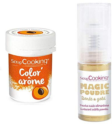 Orange Food dye Apricot Flavor 10 g + Golden Edible Powder