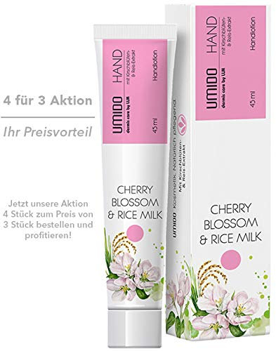 4 Stück Set Aktion UMIDO Hand-Lotion Set 45 ml Cherry Blossom & Rice Milk | Handcreme | Pflegecreme | Lotion | Hautpflege | Handcreme Set