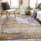 Surya Sarasota Wohnzimmer Teppich Modern - Abstrakt Design in Marmor Optik für Wohnzimmer, Esszimmer, Schlafzimmer 200x274 cm - Kurzflor in Blau, Senfgelb und Rost