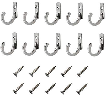 Lot de 10 crochets muraux individuels et 10 vis pour accrocher des clés, des bijoux