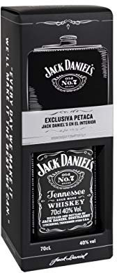Jack Daniel's Tennessee con Petaca Estuche de Whisky - 1 Botella de 700ml + Petaca Original