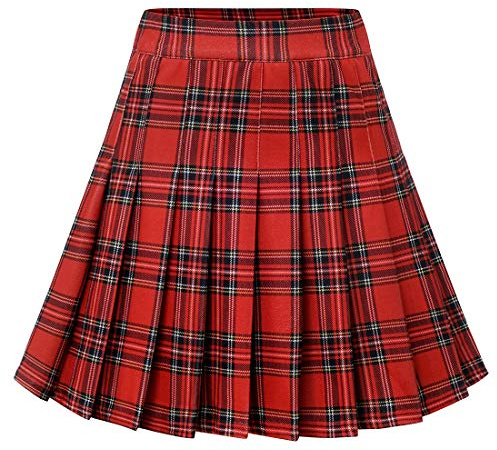 Dressystar Gonna elastica da donna a pieghe, tinta unita, da tennis, basic, mini gonna