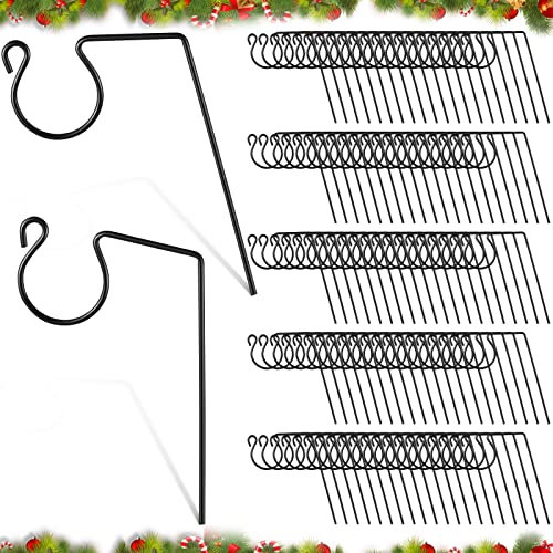 Metall-Haken für Weihnachtslicht-Dachrinnenhaken, Weihnachtslicht-Aufhängehaken für Dachrinnen, Edelstahl, Weihnachtslicht-Haken, Clips für Weihnachten, Licht, Küche, Bad, Garten (schwarz, 100 Stück)
