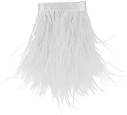 Flecos de plumas de avestruz, plumas de manualidades con cinta de satén para bricolaje, costura, manualidades, disfraces, decoración