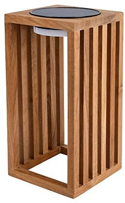 Lumisky CHENNAI Dekorative Solarlaterne, LED, warmweiß, aus massivem Teakholz, Höhe 30 cm