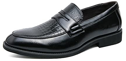 HuitJours Penny-Loafer für Herren, zweifarbig, zum Hineinschlüpfen, Freizeitschuhe, Bootsschuhe, Mokassins, Schwarz, 44 EU