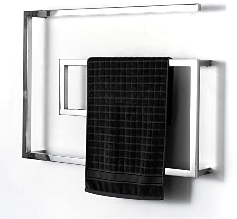 WPHH Scaldasalviette Elettrico, Scalda Asciugamani A Parete con A LED Impermeabile, Portasciugamani Elettrico con Termostato Bagno, Acciaio Inossidabile 304 Lucidato A Specchio,Hardwired