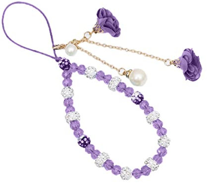 1 Pcs Cadena Para TeléFono Celular Cordon Móvil Colgante Móvil para Teléfono Celular Cadena de Acrílico Bohemio para Celular Correa de muñeca Cordón Móvil Cadena de Teléfono Telular,Violeta