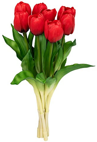 Softflame Künstliche Blumen – Tulpenrot, 8 Stück, für Hochzeit, Zuhause, Party, Restaurant