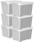 Cetomo 55L*6 Storage Boxes with Wheels, Plastic Storage Box with Lid, Latching Buckles, Click Closure, Stackable, Nesting, Durable Organizer for Home Office Clothes, Gray, 55L-6 Pack