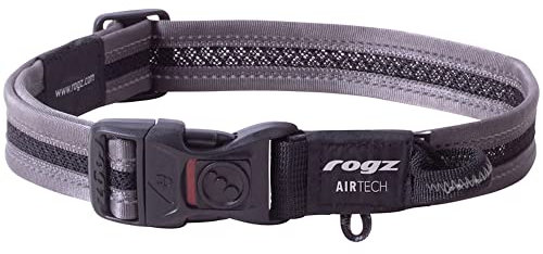 Rogz Airtech Hundehalsband, klassisch, Größe L, Platingrau