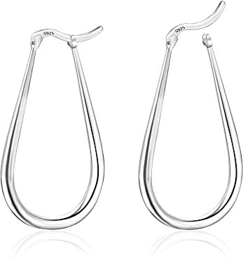 ALEXCRAFT Ohrringe Silber 925 Oval Ohrringe Damen Creolen Silber 925 Große Chunky Hoops 925 Silber