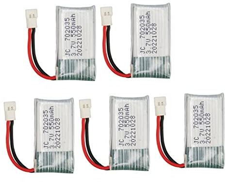5PCS 3.7V 550mAh Li Battery, RC Drone Battery Replacement UAV Lipo Battery for Hubsan X4 H107 H107L H107D MJXRC F47 DFD F180 RC Drone