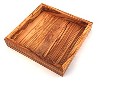 Vassoio quadrato 17 cm legno realizzato a mano in legno d'ulivo