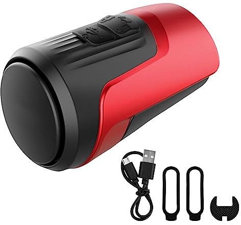 Campanello Bici Elettronico, 125dB Clacson per Bicicletta Elettrica, Campanello Elettrico per Bicicletta Impermeabile IPX5, USB Ricaricabile Avvisatore Acustico per Bicicletta Scooter (Rosso)