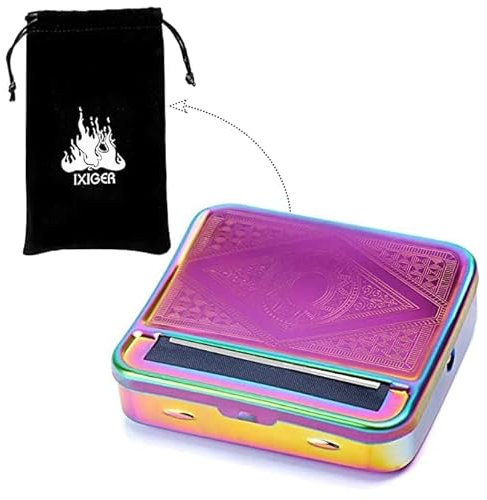 Boîte à rouler automatique, 70 mm, pour cigarette manuelle, en métal, portable, pour rouler le tabac, fumer et mallette de rangement (multicolore)