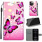 for iPhone 13 Pro Case, PU Leather Wallet Book Flip Folio Stand View Cover Pouch Compatible with iPhone 13 Pro Phone Case (Pink Butterfly)
