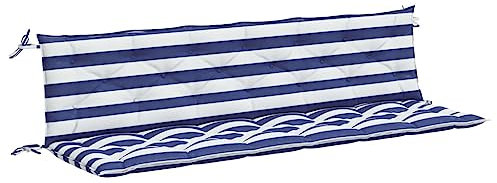 Tidyard 2-TLG. Gartenbank Auflage, Bankauflage Sitzkissen Outdoor, Polsterauflage Auflage für Gartenbank, Bankpolster Bankkissen, Blau&Weiß Gestreift 200x50x7cm Stoff