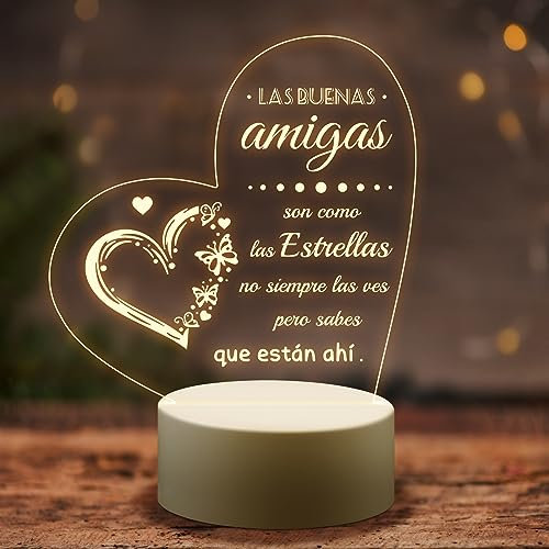 Welsky Regalos Amigas Originales, Regalo Amiga Cumpleaños Led light, Regalos Originales para Mujer Mejor Amiga Amigo Hermana De Navidad Cumpleaños San, Luz Nocturna Acrílica Grabada