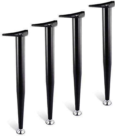 LEOSHI Möbelbeine 4 X, Tischbeine aus Schmiedeeisen, Schreibtischbeine, Esstischbeine, Couchtischhalterung aus Metall, konische DIY-Ersatzbeine, Schwarz, 90 cm Made in China