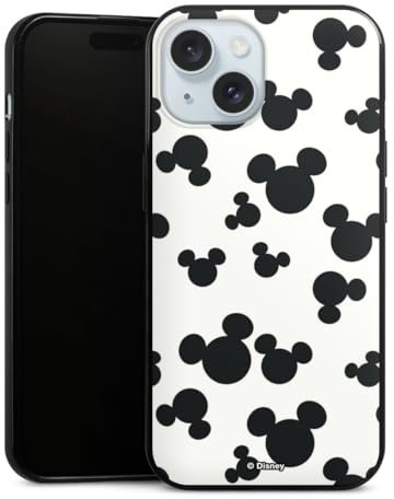 Slim Case extra dünn kompatibel mit Apple iPhone 15 Silikon Handyhülle schwarz Hülle Mickey Mouse Offizielles Lizenzprodukt Disney