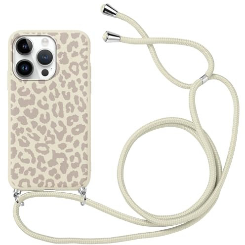 Yoedge Handykette Handyhülle für iPhone 15 Pro Hülle mit Band 6,1,Weich Dünn Silikon TPU Stoßfest Schutzhülle mit Kordel zum Umhängen, Mädchen Aesthetic Design Necklace Case für iPhone 15 Pro,Leopard