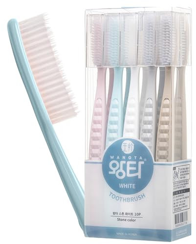 Wangta Zahnbürsten Soft, Etui, Großpack, 10 Stück, V-Form, Stone