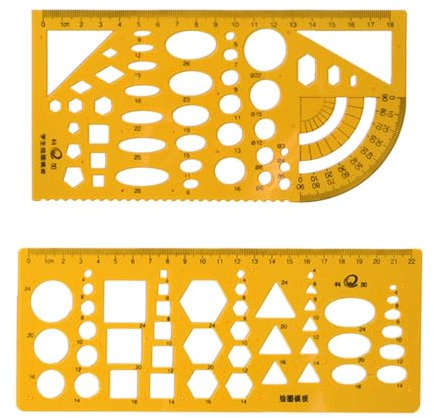 2 Stück Zeichenschablone Technisches Zeichnen Geometrische Schablone Architektur Kreisschablone Geometrie Set Elektro Vorlage Lineal Set für Elektrotechnik Maschinenbau Architektur