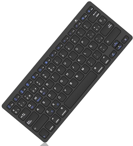 WAVATA Teclado Bluetooth para iOS/iPad/iPhone/Android/Samsung/Huawei/Windows y Cualquier Dispositivo, Inalámbrico Portátil - Negro