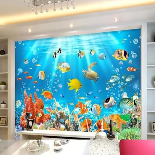Kinder Tapete Wandbild Unterwasserwelt Fisch Und Koralle Foto Papier Hintergrund Wand Wand 3D Wandbilder 200CM(W)*140CM(H)