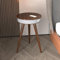 Louis Donné Smart End Table with Bluetooth Speakers, Round Side Table with Wireless Charger, Smart Coffee Table for Outdoor Pool Parties Patio Camping, 360 Degree Premium Sound (Walnut Color)