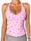 Danysu V Neck Racerback Tank Top for Women with Built in Bra Ribbed Long Tank Fitted Basic Cami Tops Floral Pink Rose S