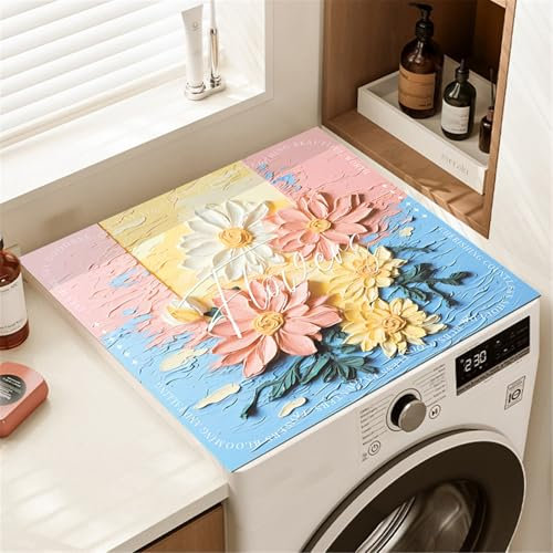 Odot Cubierta para Lavadora 3D Flores Pintura Protector Superior Lavadora y Secadora Alfombra para Lavadora Antideslizante Secado Rápido para Lavadora Microondas Refrigerador (30x40cm,Grafiti)