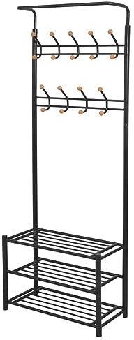 ShGaxin Portant à vêtements, tringle à vêtements, porte-manteau, porte-manteau, porte-chaussures, avec étagère pour chaussures, 68 x 32 x 182,5 cm, noir