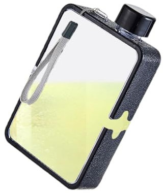 Derwrtup Botella de agua plana,Botella de agua plana portátil - Botella de agua cuadrada a prueba de fugas con forma de libro | Botella de agua cuadrada, a prueba de fugas y caídas. El diseño delgado
