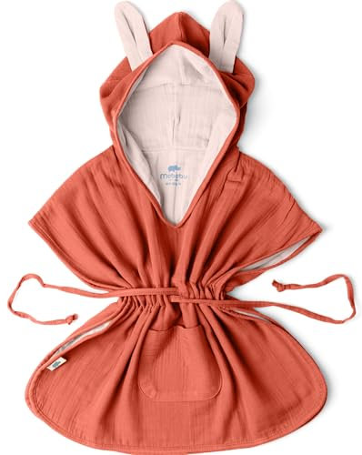 Mababu Baby & Kinder Badeponcho EXTRA Weich (100% Bio-Baumwolle) | 1-7 Jahre | Handtuch Poncho Mit Hasenohren & Geschenkverpackung | Badetuch
