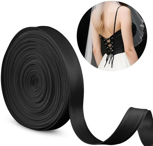 Xthrotsenk 10M Verstellbare Schnürkordel-Korsettband Zum Ersetzen Damen Raffhalter Für Hochzeit Brautkleid Schnürbändern von Reißverschlüssen Oder Knöpfen, Schwarz