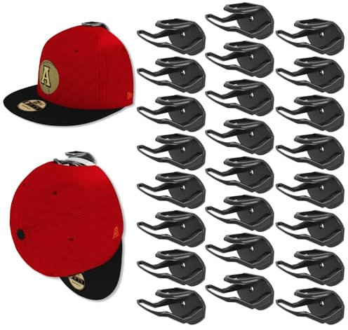Gocvo 24 Stück Adhesive Cap Halter, Hat Rack Kein Bohren, Baseball cap aufbewahrung, cap halterung wand, kappenhalter für Zimmer Tür Kleiderschrank(Schwarz)