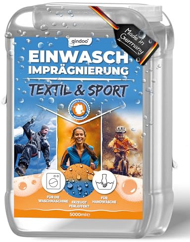 Qindoo Einwaschimprägnierung – Atmungsaktiv & wirkstark – Für Gore-Tex, Outdoor- & Funktionskleidung – Waschmaschinen- & Handwäsche geeignet, PFC-frei – Made in Germany (5 Liter)