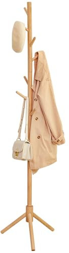 Yorbay Garderobenständer Garderobe in Baumform: Kleiderständer Jackenständer Garderobenständer aus Massivholz 8 Haken - 3 verstellbare Höhen für Eingang Wohnzimmer Schlafzimmer - für Kleidung Hut