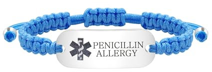 Tobestu Pulseras de Alerta Médica de Acero Inoxidable Pulsera de Alerta Médica para Alergia a la Penicilina YS5833