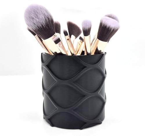 Makeup Brush Pot/Makeup Tool Desktop/Vanity Storage - 25+ Colours - Pink - Wavy (2x)