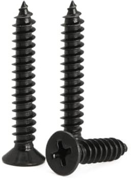 KELUBATU M3 Wood Countersunk Head Screws, Carbon Steel Phillips Black Self Tapping Screws for Furniture Repairing, Woodworking-M3 x 35 mm 80 Pcs and M6 Screw Anchors 20 Pcs