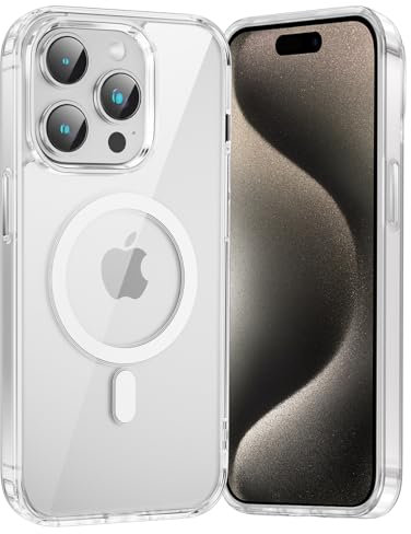 Coiwxmoi Cover Magnetica per Apple iPhone 15 Pro,Compatibile con Magsafe,SottileMorbido Silicone TPU +Hard PC Custodia Antiurto Anti-Graffio Protettiva Cover per iPhone 15 Pro 6.1,Trasparente
