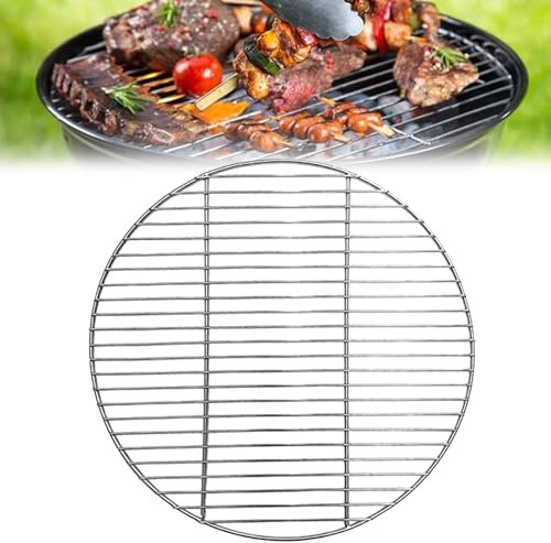 Round BBQ Grill Grate, Stainless Steel Replacement Cooking Mesh 30/38/43CM, Outdoor Barbecue Grill Net for Works on Smoker, Even Heat Distribution and Easy Cleaning (30cm)
