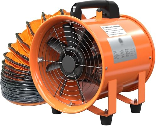 RsxPtyxagoros Dust Extractor Ventilation Fan 10 Inch Portable Axial Exhaust Fan 380W/2.6A 1600CFM High Velocity Ventilator with 16FT Duct Hose for Exhausting & Ventilating at Home and Job Site