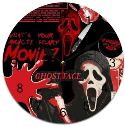 ZRCLXLVU Halloween-Horror-Film, leichte und leise PVC-Wanduhr mit minimalistischem Stil und rahmenloser Konstruktion, perfekt für Schlafzimmer- oder Bürowände.