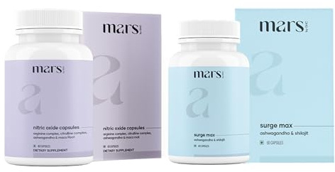 Mars by GHC Growth Max Combo | Nitric Oxide Capsules + SurgeMax Capsules | 120 Capsules | Pack of 1